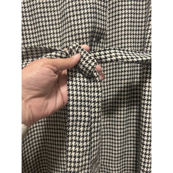Black White Checkered Houndstooth Long Sleeve Button Down Shirt Dress Size Large - Picture 4 of 7